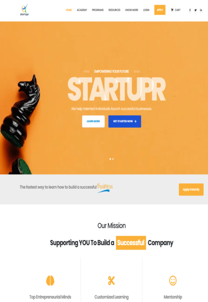 site test.startupr.io